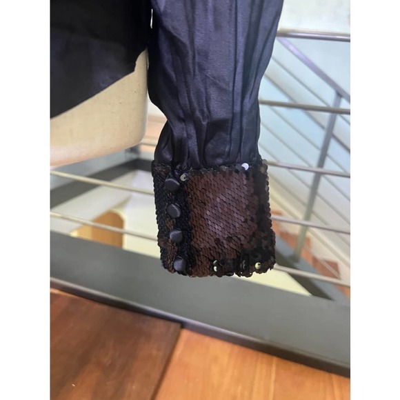 Cinq a Sept Rue Sequin Accent Cowl Neck Silk Blouse - Picture 5 of 11